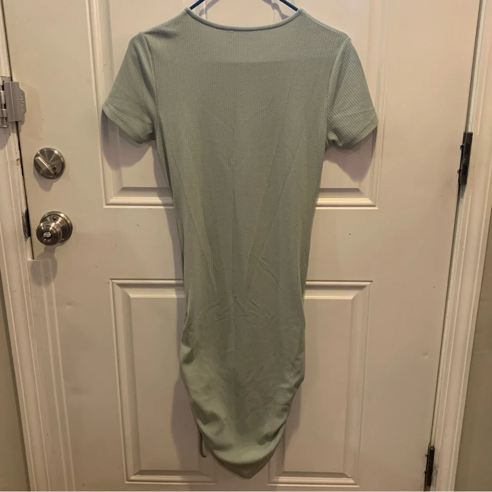 MINKPINK Sage Green Ruched Bodycon Midi Dress Size S - Picture 8 of 9